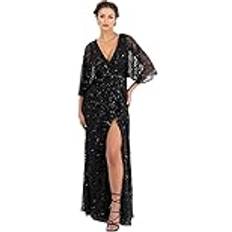 Evening wedding guest dresses Maya Deluxe Maya Deluxe Damen Womens Maxi Ladies Sequin Embellished Wrap A-Line Dress for Wedding Guest Bridesmaid Evening Prom Ball Occasion Kleid, Black