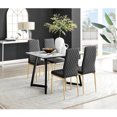 Marmor Tischgruppen Canora Grey Marble Effect Luxury Dining Set