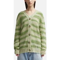 Acne Studios Cardigans Acne Studios Distressed Stripe Cardigan Green