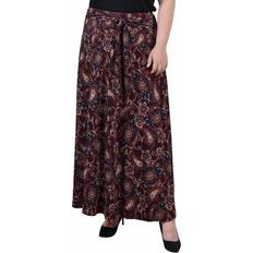 3XL Skirts Ny Collection Plus Maxi with Sash Waist Tie Skirt Wine Merrypais