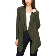 Green - Women Cardigans Women's Basic Draped Long Sleeve Open Front Knit Cardigan OLIVE