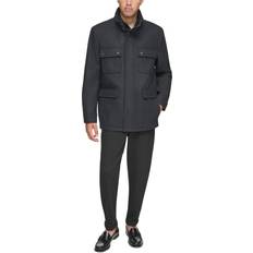 Coats Andrew Marc Men's Dunbar Military Melton Wool Coat Charcoal