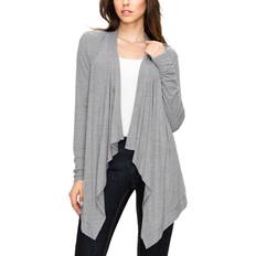 Rayon Cardigans Women's Basic Draped Long Sleeve Open Front Knit Cardigan HEATHER GREY