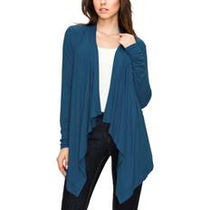 Turquoise - Women Cardigans Women's Basic Draped Long Sleeve Open Front Knit Cardigan TEAL