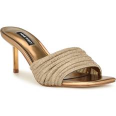 Synthetic Heeled Sandals Nine West Harbor Heeled Slide Sandals Platino