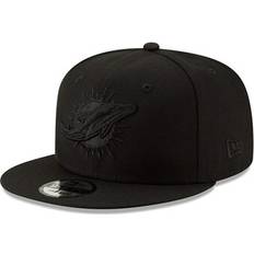 New Era Men's Black Miami Dolphins Black On Black 9FIFTY Adjustable Hat