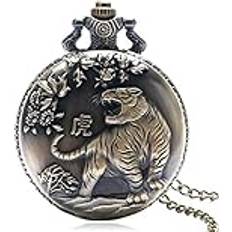 VejiA Pocket Watch, Retro Tiger Design Bronze Pocket Watch,pocket watches for men with chain