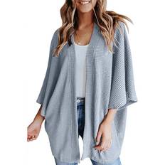 Blue - Women Cardigans Women's Cocoon Lightweight Kimono-Sleeve Sweater Cardigan Light Blue