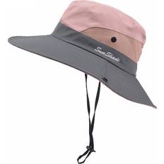 Pink - Women Hats Dailyhaute Women's Wide Brim Mesh Sun Hat with Ponytail Hole, UV Protection PINK