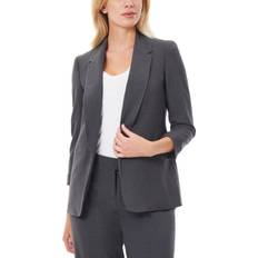 Gray - Women Blazers Jones New York Women's Notch Collar Rolled Cuff Bi-Stretch Blazer, Grey