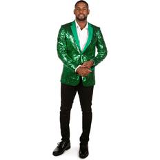 Green - Men Blazers Tipsy Elves Men's Green Sequin All Over Blazer