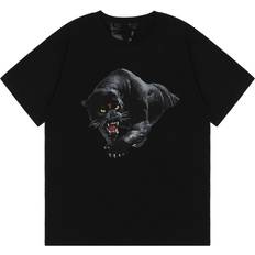 XL, Black Vlone Panther Print Loose Shirts Short Sleeve Tee Holiday Casual Crew Neck T-Shirt Women Men Tops