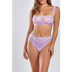 Purple - Women Lingerie Sets iCollection Women's Sienna 2Pc Lace Bralette Set, Lilac