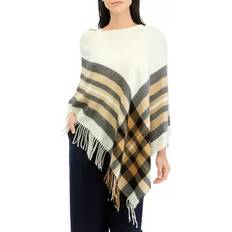 Nylon Capes & Ponchos Fraas V Women's Exploded Plaid Fringed Poncho, Ivory