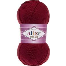 Gold Yarn Alize 55% Cotton 45% Acrylic Cotton Gold Yarn 1 Skein/Ball 100 gr 360 yds 390- Cherry