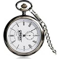 VejiA Classic Pocket Watch, Open Face Minute Locomotive Pocket Watch, Hand Wind Mechanical Pocket Watches,pocket watches for men personalised