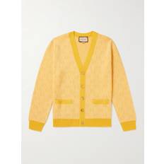 Gucci Cardigans Gucci Monogrammed Wool-Jacquard Cardigan Men Yellow