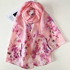 Chiffong Accessoarer Shein 1pc Ladies' Chiffon Flower Printed Fashion Scarf Suitable For Four Seasons Daily Use