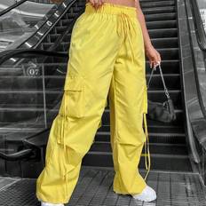 Yellow Pants Shein Plus Solid Color Cargo Pants