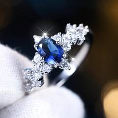 Multifärgade Ringar Shein Pcs Exquisite Promise Ring Inlaid Waterish Blue Engagement Wedding Ring For Female Multi Sizes To Choose Gift For Her