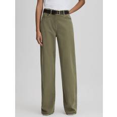 Reiss Garment Dyed Wide Leg Jeans, Khaki