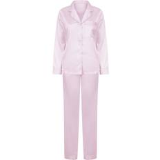 One Size Nattøy Satin Long Pyjamas Light Pink