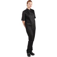 5XL Vestes de Travail Whites Chefs Clothing Veste de cuisine mixte Vegas manches courtes noire Noir