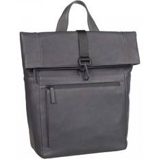 Leonhard Heyden Haag Leder-Rucksack Rolltop Grau grey