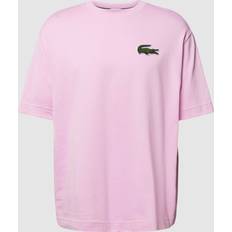 Lacoste Unisex T-shirts Lacoste Unisex Fit Crocodile Organic Heavy Cotton T-shirt Pink