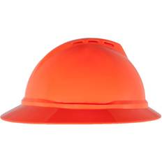 L Headgear MSA V-Gard&reg; 500 Hat Vented 6-Point Fas-Trac III, Hi-Viz Orange Pkg Qty