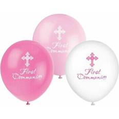 Pink Latex Balloons Unique Party Latex Radiant Cross First Holy Communion Balloons Pack of 8 Pink One Size