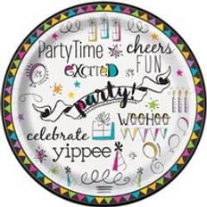 Unique Party Doodle Happy Birthday Plates Pack of 8 Multi One Size