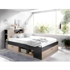 Lits et Matelas Vente-unique Lit Panneau De Particule Anthracite 140 x 190 cm - Naturel Et Anthracite