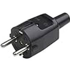 Stecker schwarz schutzkontakt-stecker mit kabeleinführung innenbereich pvc 16a 3,5 cm