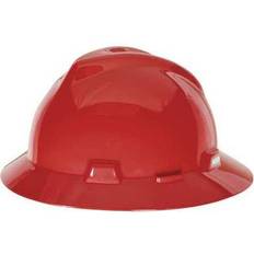 Red Protective Gear MSA V-Gard&reg; Slotted Full-Brim Hat With Fas-Trac III Suspension, Red Pkg Qty