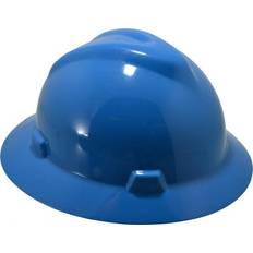 Blue Headgear MSA V-Gard&reg; Slotted Full-Brim Hat With 1-Touch Suspension, Blue Pkg Qty