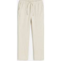 Clothing H&M Men White Regular Fit Linen-blend trousers