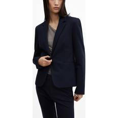 Mango Women Blazers Mango Women's Blunt Stitching Fitted Blazer Dark Navy