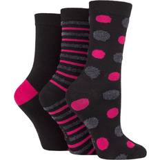 Elle Pair Spotty and Stripe Feather Bamboo Socks Black 4-8