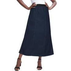 Jessica London Skirts Jessica London Plus Women's Jegging Skirt in Indigo Size 26 Flared Stretch Denim w/ Seams