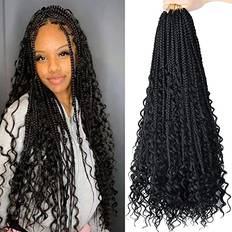 Hair Wefts Lmzim Boho Box Braids 24 inch 1B 8-pack