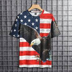 Tops Shein Men American Flag & Eagle Print Tee