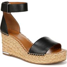 Faux Leather Espadrilles Franco Sarto Women's Callia Espadrille Wedge Sandals Black Leather 10.0