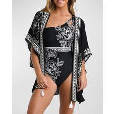 Black - Women Swimsuit Cover-Ups & Sarong Wraps La Blanca Printed Kimono Coverup