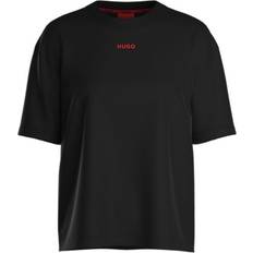 Dame T-shirts HUGO shuffle t-shirt sort med rødt til kvinder. Sort