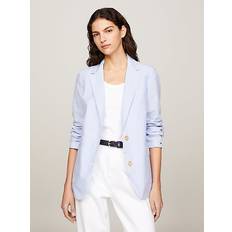 Tommy Hilfiger Femme Blazers Tommy Hilfiger Stripe Poplin Single Breasted Regular Blazer ITHAKA STP/ BREEZY BLUE