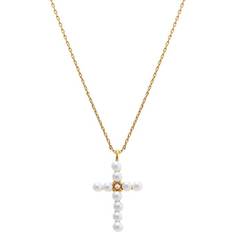 Set di gioielli Adina Eden Pearl X Cz Cross Pendant Necklace in Metallic Gold