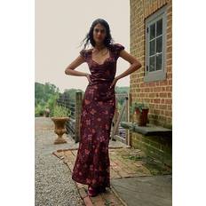 Long Dresses - Polka Dots Free People Butterfly Babe Maxi Dress at in Brown Combo