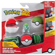 Pokémon PKW3160 Set – 2-tums Bulbasaur stridsfigur med klämma 'N' Go Plus Nest Ball och tillbehör, bälteset Bisasam