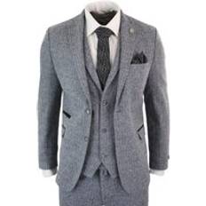 Truclothing Men's Piece Grey Herringbone Tweed Suit